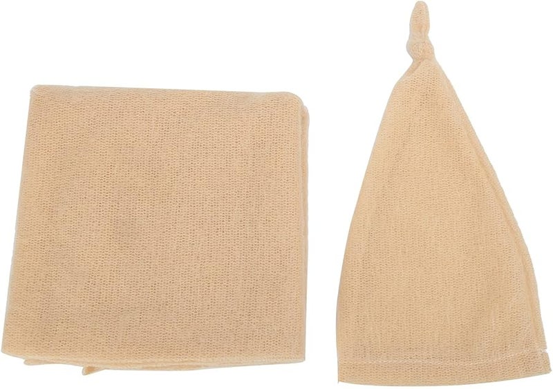 Newborn Photo Prop Set Knit Mohair Hat And Wrap 40x160cm 0 1 Month - Image 1